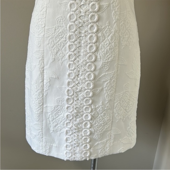 Lilly Pulitzer Women's Visit Mila Jacquard Shift Dress Lace Trim White Sz 2 - Picture 6 of 12